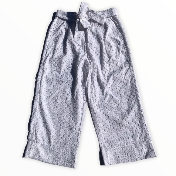 J Crew NEW Womens Palazzo Pants Size 10 Tie Waist Eyelet Lace White - Picture 2 of 7